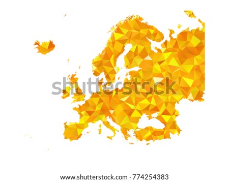 Yellow Colors Low Polygon Style Europe Map Vector EPS10