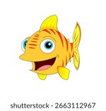 Yellow Colour Fish Vector, Cartoon Fish Illustration, Sea Fish, Yellow, Fish Character, Vector Deign