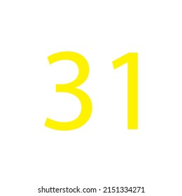 Yellow colour number simple clip art illustration victor