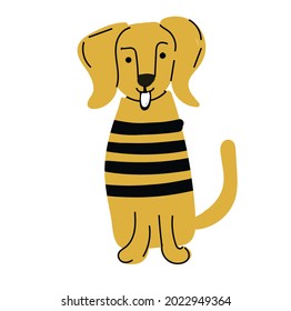 Yellow coloured dog isolated on white background