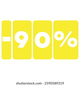 Yellow coloured Flat 90% Off - offer sale vector