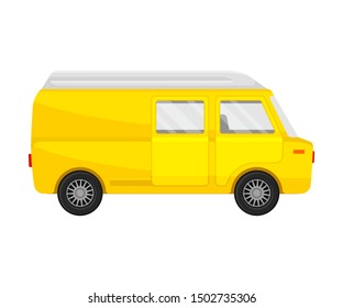 Yellow combi minivan. Vector illustration on a white background.
