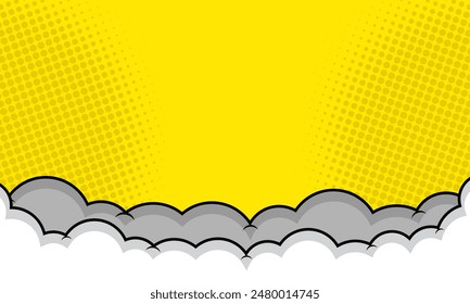 Yellow comic background with cloud and dot halftone