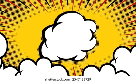 yellow comic background with cloud vector