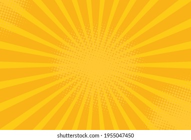 Fondo del cómic amarillo con Ilustración vectorial de semitono Grunge. Elemento de diseño de vector de arte pop