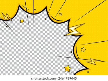 yellow comic background with stars and transparent frame retro cartoon style
