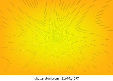 Yellow Comic Background With Sun Burst And Dot Halftone  