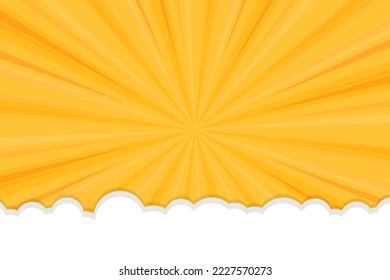 Yellow comic background with sun burst and cloud cartoon