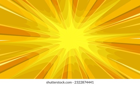 Fondo de cómic amarillo con explosión de sol y semitono de punto