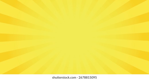 Fundo de quadrinhos amarelo com explosão de sol e ponto halftone.eps10