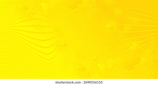 Fondo cómico amarillo con estallido de sol y punto medio tono. Vectores