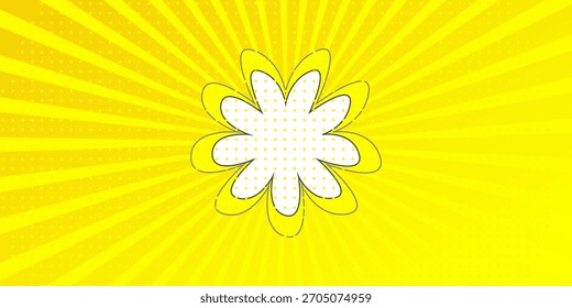 Gelber Comic-Hintergrund mit Sonnenstrahl und Punkt-Halbton  