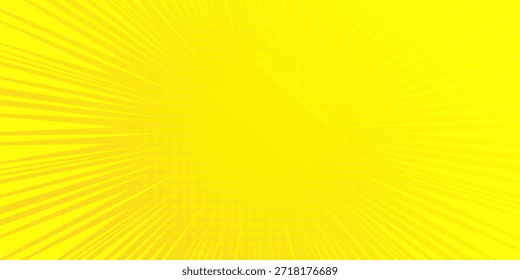 Fondo cómico amarillo con estallido de sol y punto medio tono