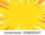 Yellow comic book background. Modern creative pop art orange halftone style background