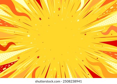 Gelber Comic-Hintergrund. Moderne kreative Pop Art orangefarbener Halbtonhintergrund