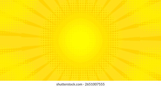 Yellow comic book background. Modern creative pop art orange halftone