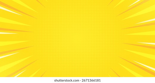 Fondo de cómic amarillo. Fondo de estilo de semitono naranja de arte pop creativo moderno