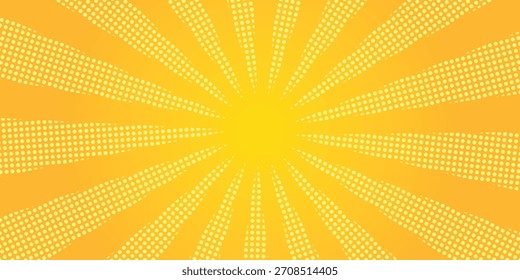Fondo de cómic amarillo. Fondo de estilo de semitono naranja de arte pop creativo moderno