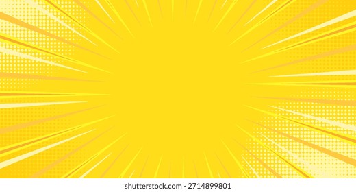 Fondo de cómic amarillo. Fondo de estilo de semitono naranja de arte pop creativo moderno