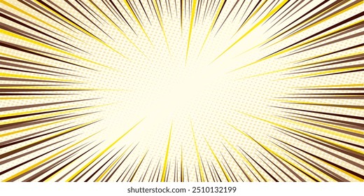 Yellow comic book background vintage pop art superhero background for comics, comic background with dot pattern halftone abstract vector flash and circle texture, Yellow comic with sun burst, halftone