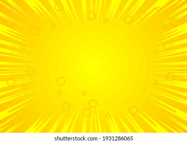 Yellow comic book style background, pop art superhero backdrop. Explosion cartoon illustration. Retro vector vintage style.