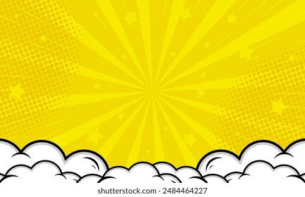 yellow comic cartoon background with cloud and star