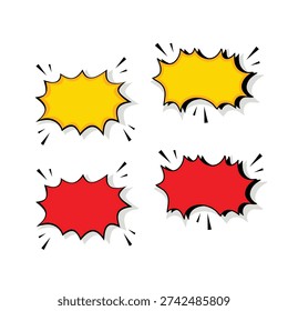 Yellow Comic Explosion Speech Bubbles Set