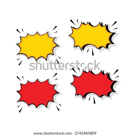 Yellow Comic Explosion Speech Bubbles Set