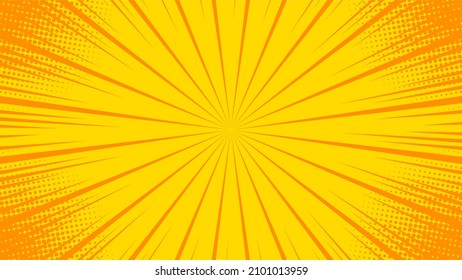 yellow comic halftone zoom lines background 