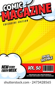 yellow comic magazine cover template