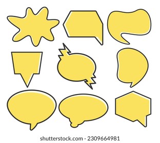yellow comic speech bubble vector set