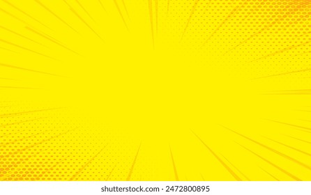 Yellow Comic Zoom Lines Background Vector Illustration eps10