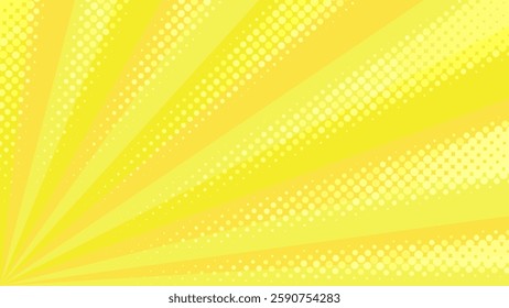 Yellow comic-style sunburst and radial lines background vector illustration
