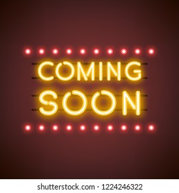 Yellow Coming Soon Neon Sign Vector