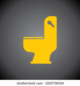 Yellow Commode icon on black background.