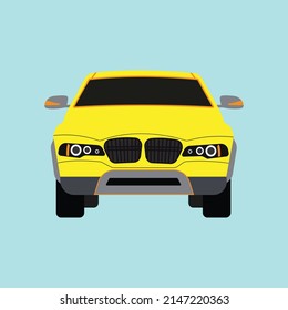 Yellow Compact car design with background, Premium Vector