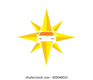 yellow compass car vehicle transportation car automotive garage drive dealer image icon