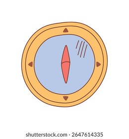Yellow Compass Hand-Drawn Doodle Isolated Icon