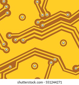 Yellow computer board. Seamless vector.