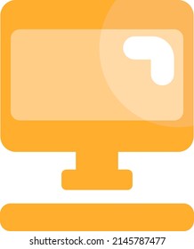 Yellow computer, illustration, vector on a white background.
