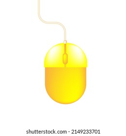 Yellow computer mouse. Internet technology. Vector illustration. stock image. 