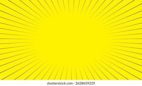 Yellow Concentrated Line Background. Japanese manga-like concentrated line background. Light like sunlight.