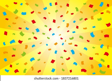 Material de fondo de línea concentrada amarilla con confeti