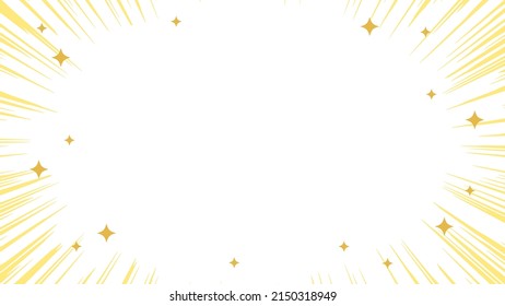  yellow concentrated lines and glitter background frame