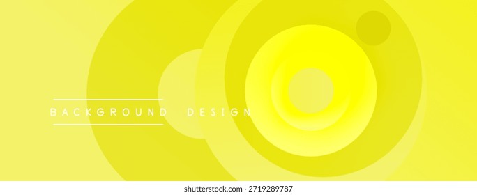 Los círculos concéntricos amarillos crean un fondo abstracto. Diseño minimalista con diseño de fondo de texto. Estética brillante y moderna. Composición simple.