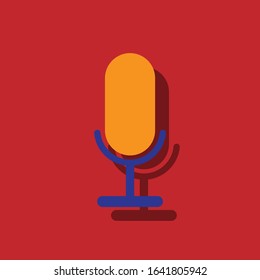 yellow condenser microphone vector icon, 
