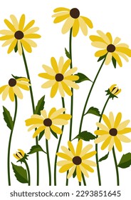 Yellow coneflower background.Eps 10 vector.