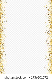 Yellow Confetti Anniversary Transparent Background. Holiday Splash Invitation. Gold Sparkle Rich Postcard. Glow Bright Card.