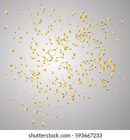 Yellow confetti background. Many falling tiny confetti pieces.Illustration vector eps10