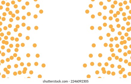 Yellow confetti background, polka dot vector illustration.Random spots hand-drawn.